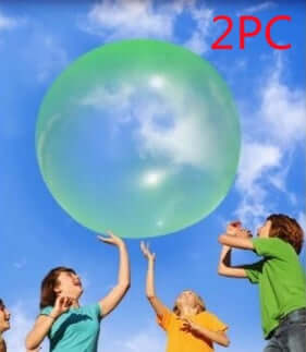 Kids playing with the Big Inflatable Ball Children's Toy Elastic Ball Water Ball Bubble Ball Inflatable Ball outdoors.