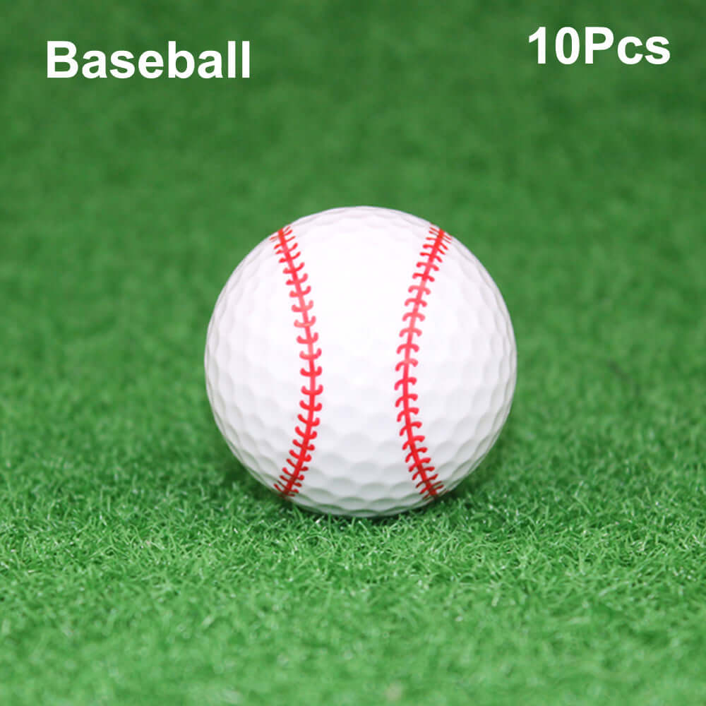 Golf Practice Ball Game Ball Gift Ball Sports Ball Gift Set on green turf with a classic white baseball design.