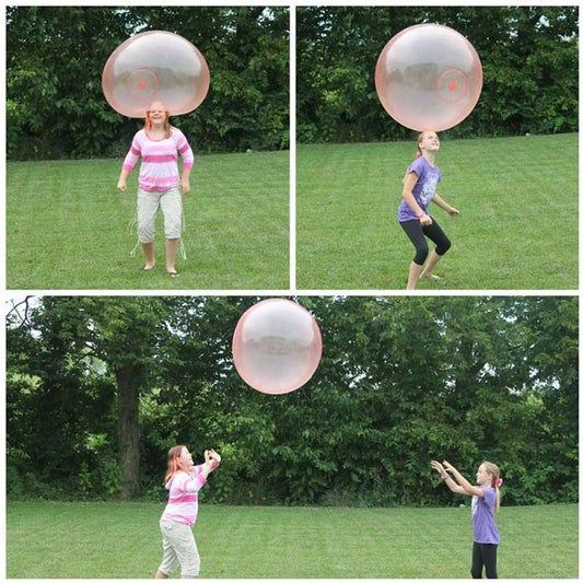 Big Inflatable Ball Children's Toy Elastic Ball Water Ball Bubble Ball Inflatable Ball being played with by children outdoors.