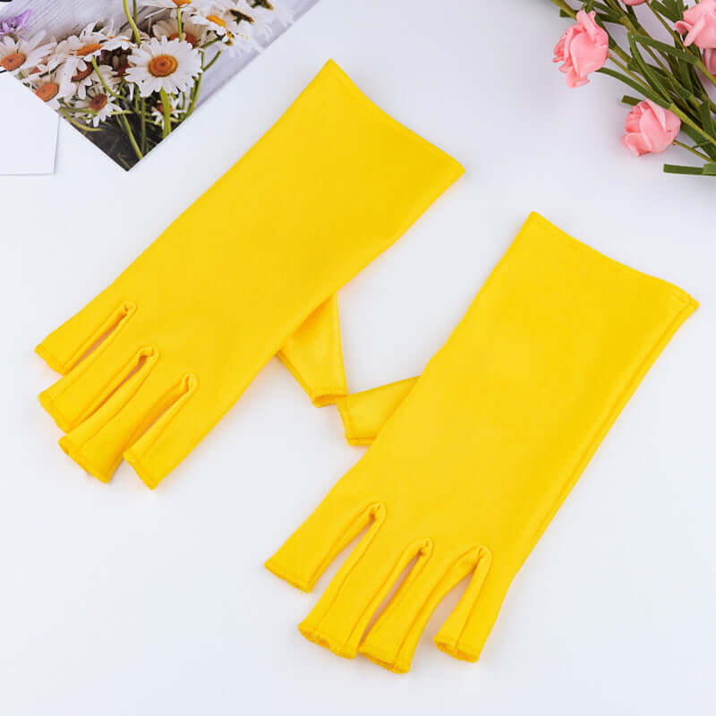 Manicure UV Protection Glove in bright yellow color, half-finger design, ideal for protecting hands during manicure.