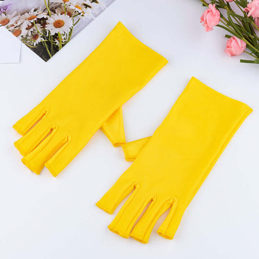 Manicure UV Protection Glove in bright yellow color, half-finger design, ideal for protecting hands during manicure.