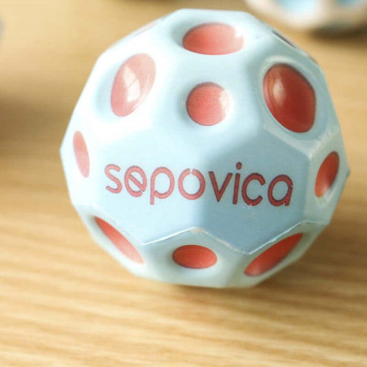 Bouncy Ball Toy Ball featuring a blue design with red dots, suitable for children aged 7-14 years.