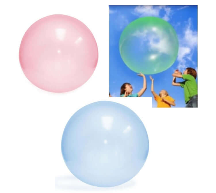 Big Inflatable Ball Children's Toy Elastic Ball Water Ball Bubble Ball Inflatable Ball in pink and blue colors.
