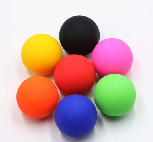 Silicone single ball Fascia ball massage ball in various colors including yellow, pink, red, green, blue, orange, and black.