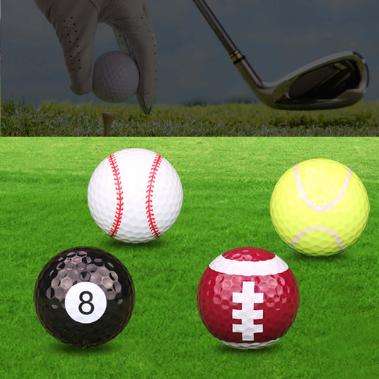 Golf Practice Ball Game Ball Gift Ball Sports Ball Gift Set featuring golf, baseball, tennis, and footballs on grass.