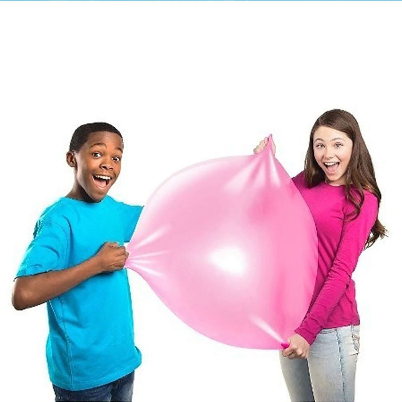 Big Inflatable Ball Children's Toy Elastic Ball Water Ball Bubble Ball Inflatable Ball held by kids in bright clothing.